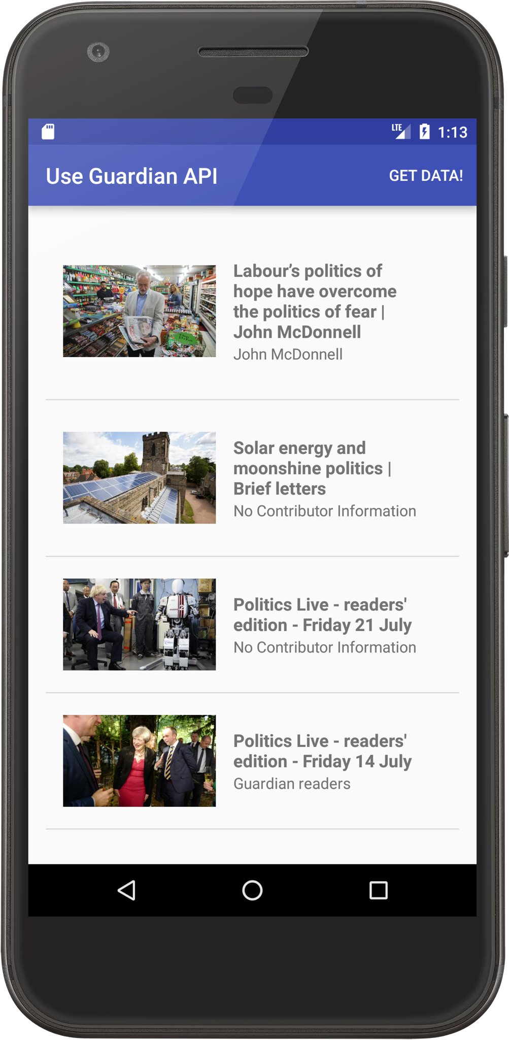 news reader android app screenshot